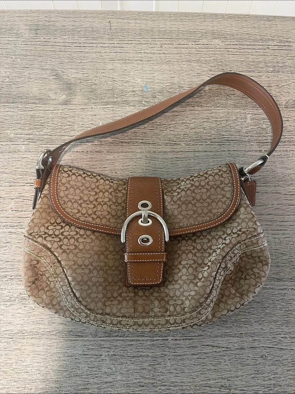 COACH Y2K F12309 Beige Signature C Soho Shoulder Bag